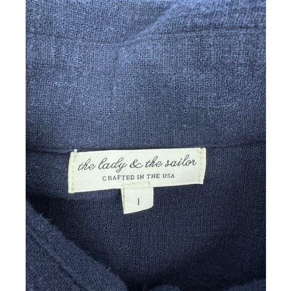 The Lady and The Sailor Gauze Sunday Shirt Blouse Navy Small Buttondown - Picture 4 of 6